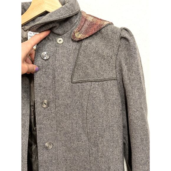 1980s JCPenney Grey Wool Hooded Coat - Picture 3 of 9